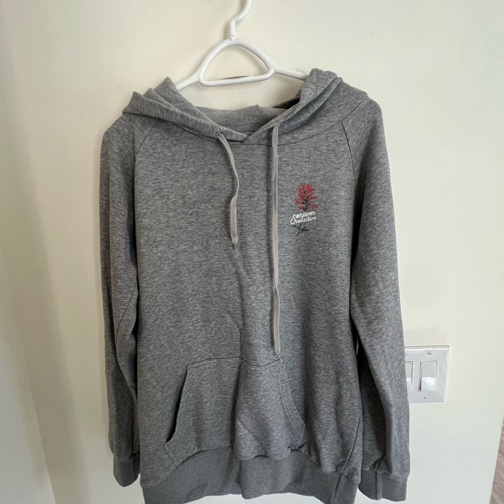 Gray Hoodie with Embroidered Logo